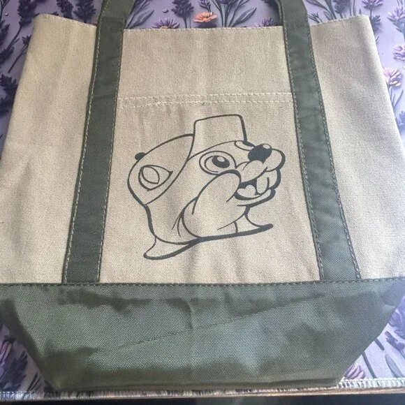 Buc-ees Mini Tote Bag Canvas Green Handles & Beaver Logo - NEW with Tags - Picture 6 of 6